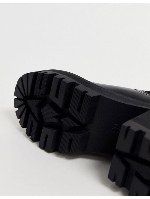 Public Desire Fuzzy chunky heeled ankle boot in black