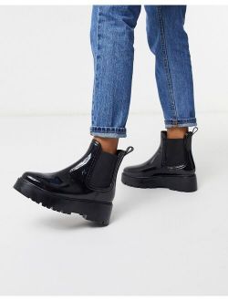 Gadget chunky chelsea rain boots in black