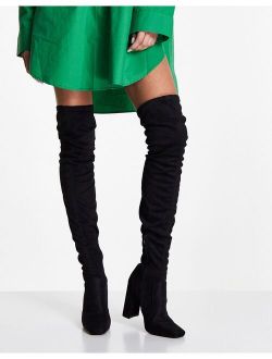 Kenni block-heeled over the knee boots in black
