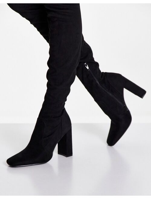 ASOS DESIGN Kenni block-heeled over the knee boots in black