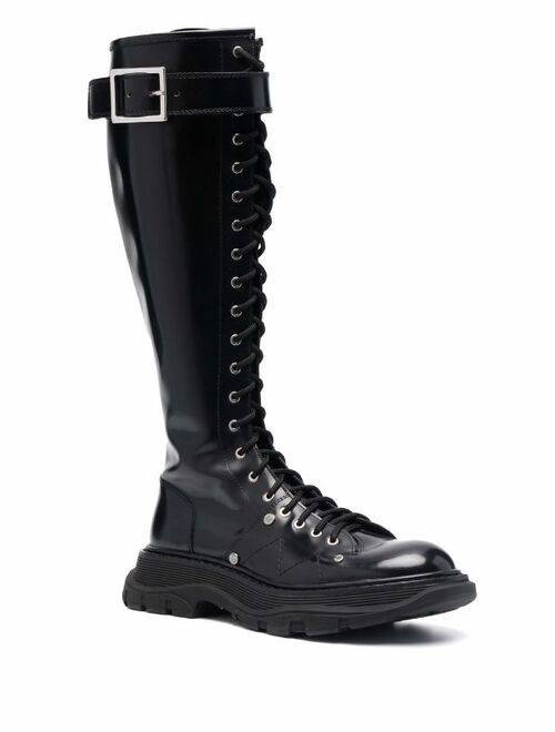 Alexander McQueen Tread lace-up leather boots