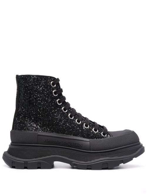 Alexander McQueen Tread Slick glitter ankle boots