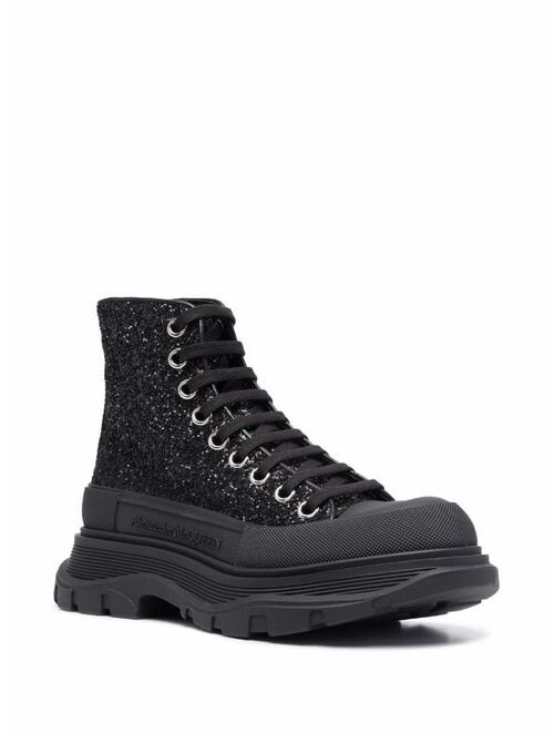 Alexander McQueen Tread Slick glitter ankle boots