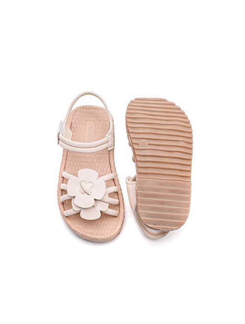 Komfyea Girl Summer Cute Wrap Toe Toddler Soft Flower Flat Beach Sandal Shoes
