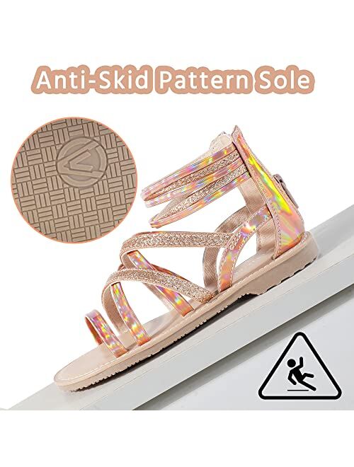 FUPPIA Girls Gladiator Sandals Strappy Summer Sandals with High Ankle Back Zipper for Little Kids Big Kids