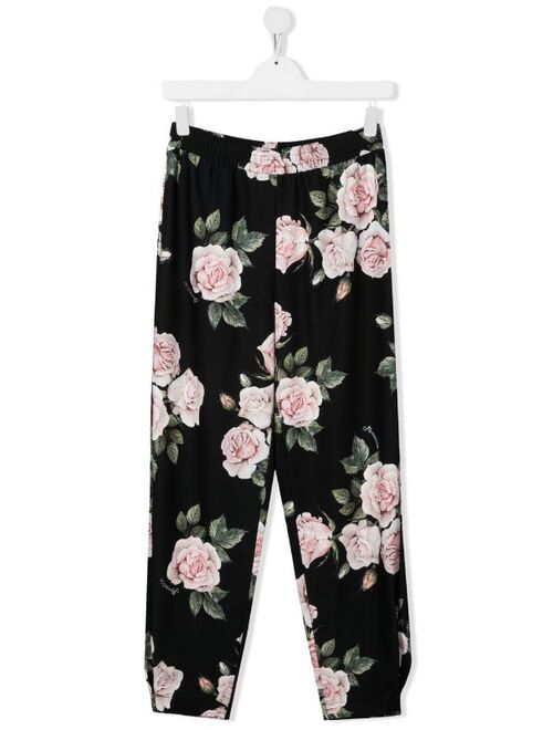 Monnalisa TEEN floral-print pull-on trousers