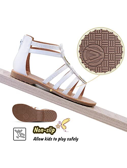 Vonair Girls White Sandals Cute Open Toe Breathable Summer Shoes with Rubber Sole (Little Kid/Big Kid)