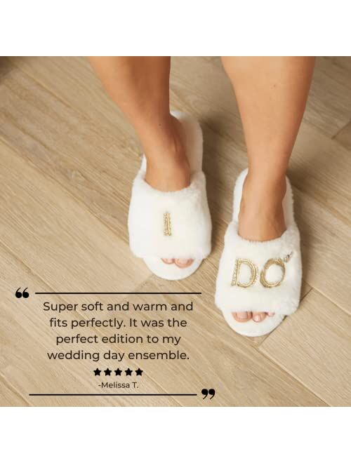 Dearfoams Women's Bride/Bridesmaid I Do & I Do Crew Giftable Wedding Slide Slipper
