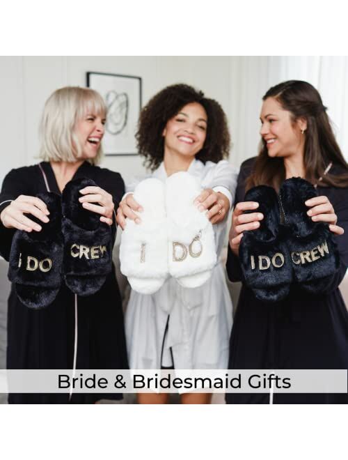 Dearfoams Women's Bride/Bridesmaid I Do & I Do Crew Giftable Wedding Slide Slipper