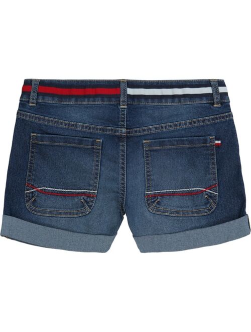 Tommy Hilfiger Big Girls Flag-Logo Waist Cuffed Denim Shorts