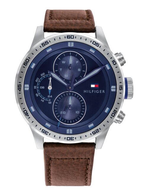 Tommy Hilfiger Men's Chronograph Brown Leather Strap Watch 46mm