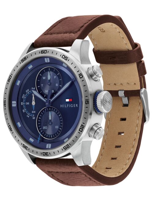 Tommy Hilfiger Men's Chronograph Brown Leather Strap Watch 46mm