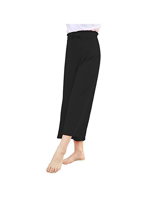 V.&GRIN Girls Wide-Leg Pants, Pull-On Tie-WaistStretchy Bootcut Loose Palazzo Pants for Girls