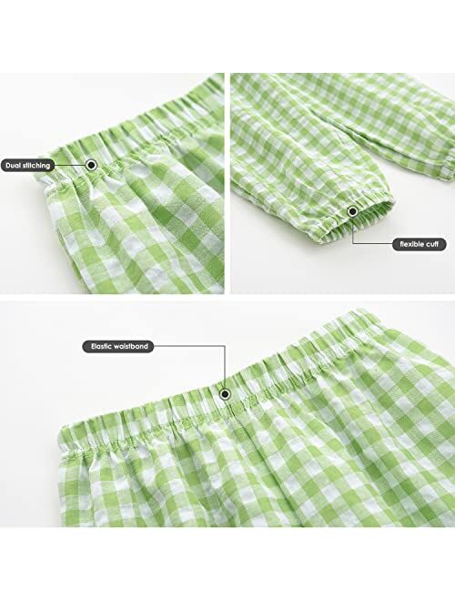 Biniduckling Toddler Girl Summer Pants Plaid Harem Kid Joggers Sweatpants 2-7 Years