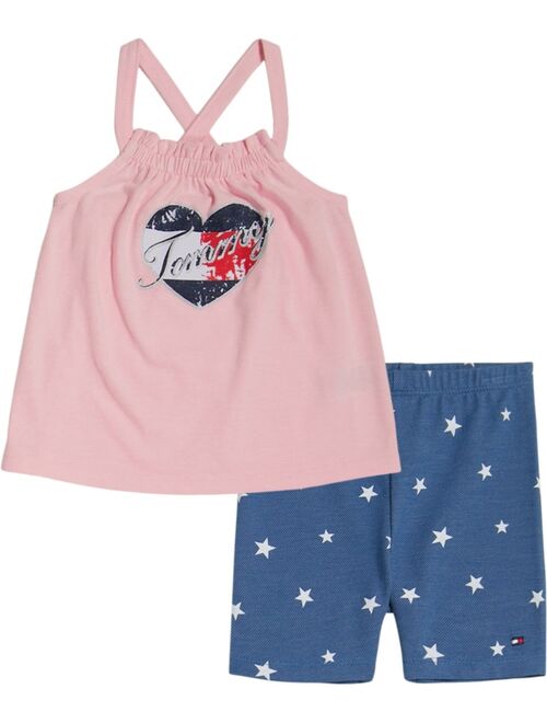 Tommy Hilfiger Little Girls Top and Bike Shorts, 2 Piece Set