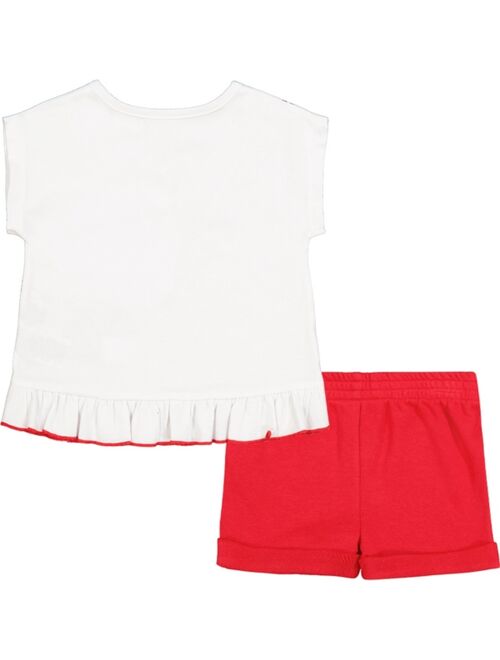 Tommy Hilfiger Little Girls Cross Body Logo Print Top and Rolled Cuff Shorts Set, 2 Piece