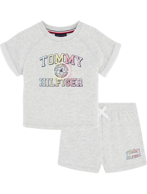 Tommy Hilfiger Little Girls Fleece Heather Logo Shorts Set, 2 Piece