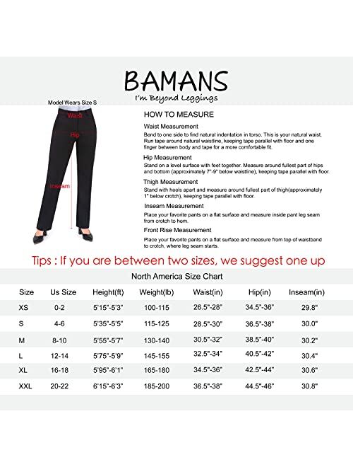 Bamans Work Pants for Women Yoga Dress Pants Straight Leg Stretch Work Pant with Pockets
