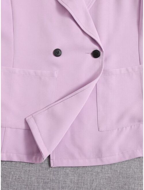 SHEIN Teen Girls Lapel Collar Vest Blazer & Shorts