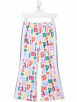 Kids graphic-print flared track trousers