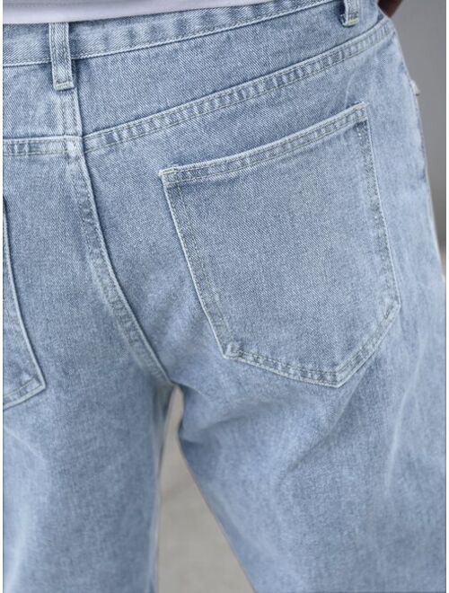 Shein Men Light Wash Slant Pocket Jeans