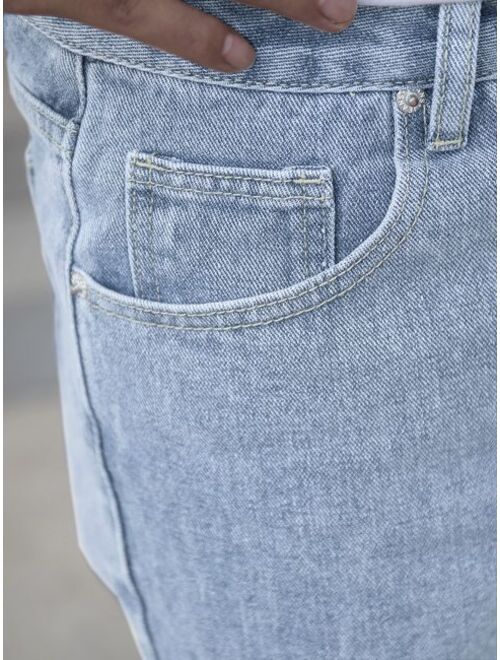 Shein Men Light Wash Slant Pocket Jeans