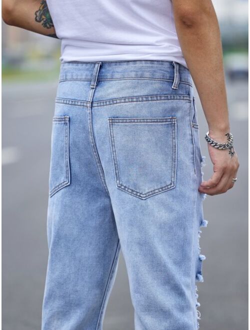 Shein Men Ripped Frayed Cut Out Jeans