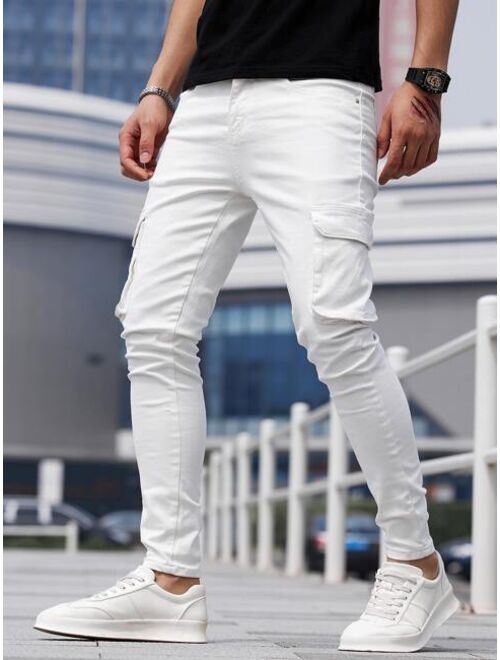 Shein Men Flap Pocket Side Skinny Jeans