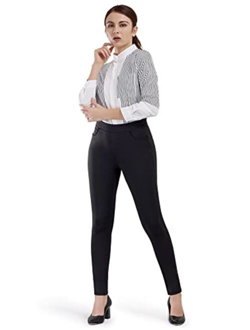 Bamans Yoga Dress Pants Skinny Leg Pull on Stretch Pant for Women with Pockets