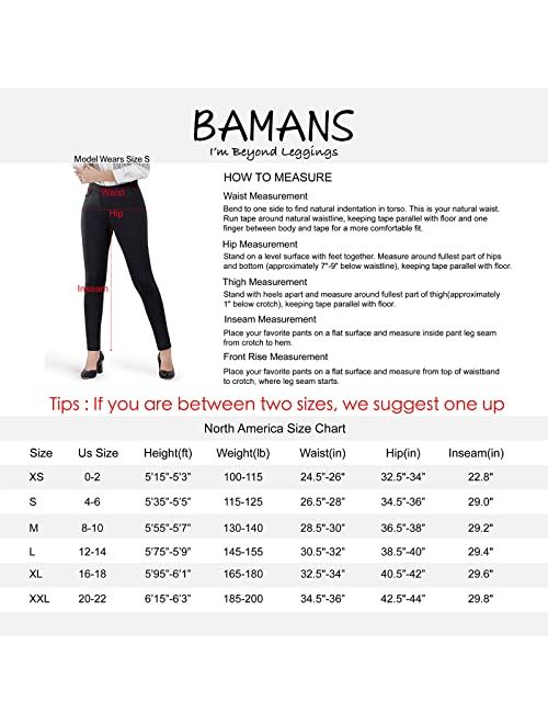 Bamans Yoga Dress Pants Skinny Leg Pull on Stretch Pant for Women with Pockets