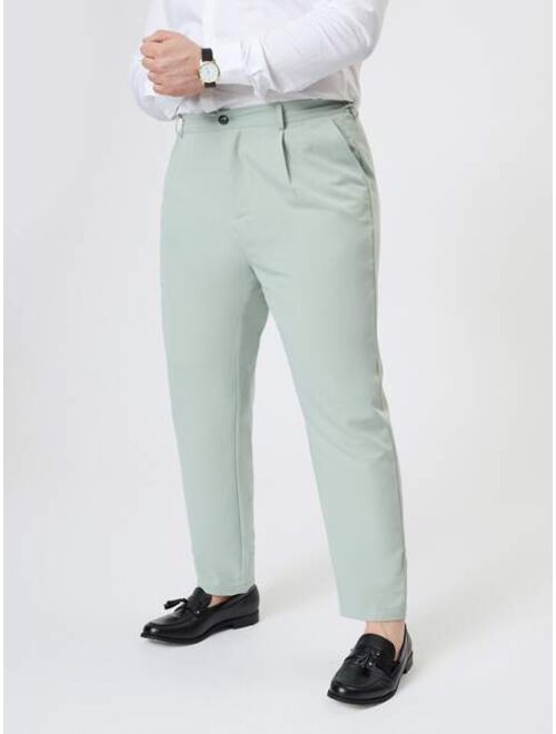 SHEIN Extended Sizes Men Fold Pleated Slant Pocket Pants