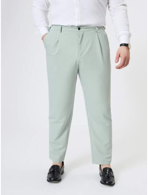 SHEIN Extended Sizes Men Fold Pleated Slant Pocket Pants