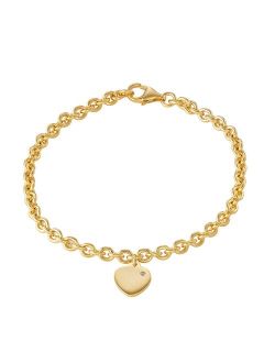 Junior Jewels Kids' Gold Tone Sterling Silver Diamond Accent Heart Bracelet