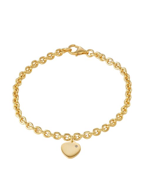 Junior Jewels Kids' Gold Tone Sterling Silver Diamond Accent Heart Bracelet