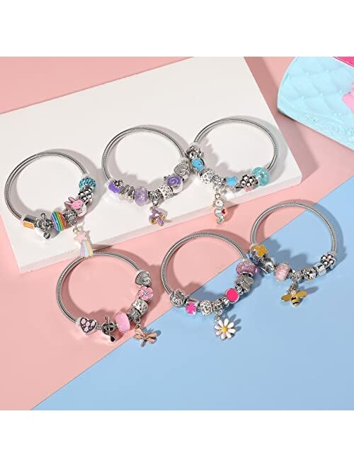 PinkSheep Bracelets for Kids, 6PC, Little Girl Friendship Bracelets Charm Bracelet, Party Favor Dress Up