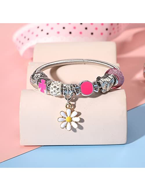 PinkSheep Bracelets for Kids, 6PC, Little Girl Friendship Bracelets Charm Bracelet, Party Favor Dress Up