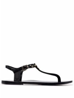 thong strap shiny sandals