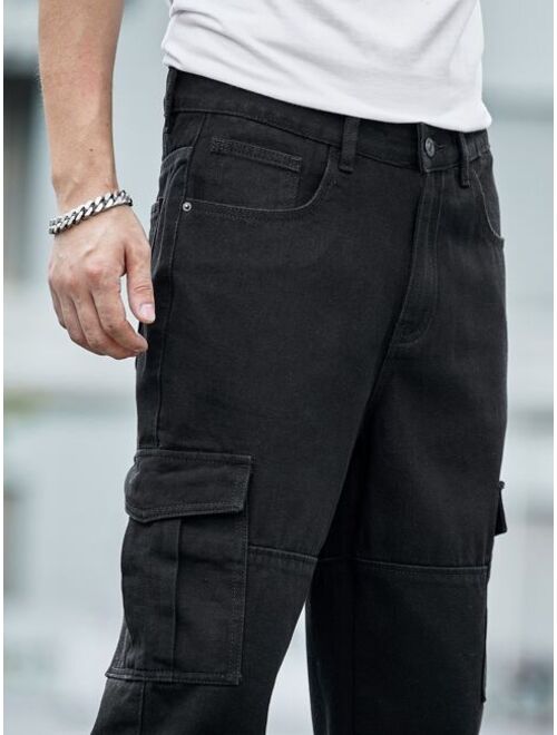 Shein Men Flap Pocket Side Cargo Jeans
