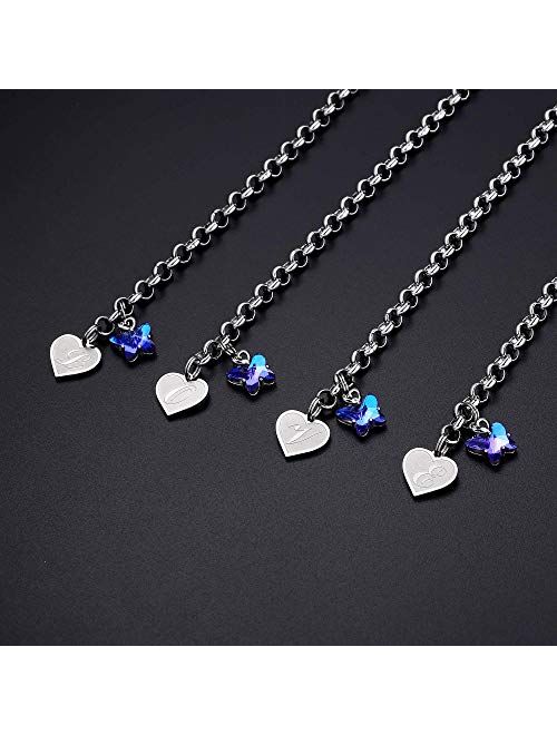 IEFWELL Heart Initial Charm Bracelets for Girls, Crystal Butterfly Bracelets for Teen Girls Dainty Initial Charm Bracelets for Girls Butterfly Gifts