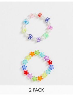 Curve 2-pack stretch bracelets with butterfly and star beads