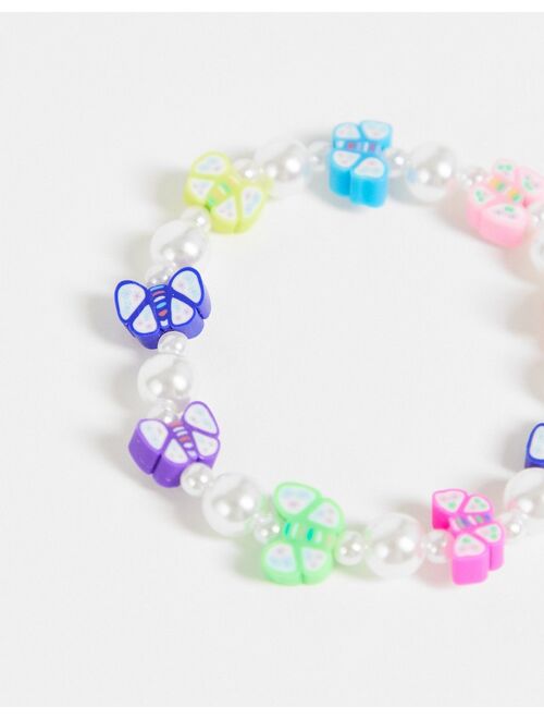 ASOS DESIGN Curve 2-pack stretch bracelets with butterfly and star beads