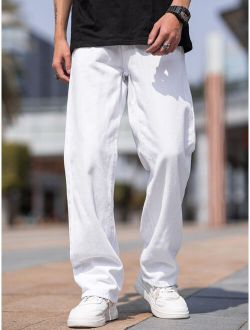 Men Solid Straight Leg Jeans