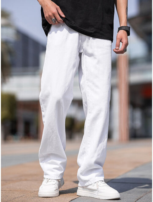 Shein Men Solid Straight Leg Jeans