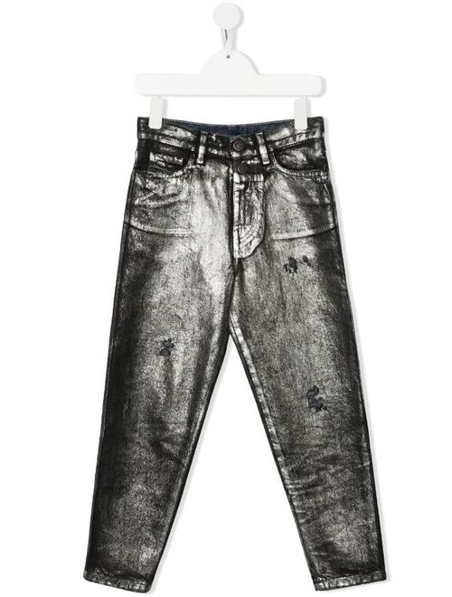 Diesel Kids TEEN coated straight-leg jeans