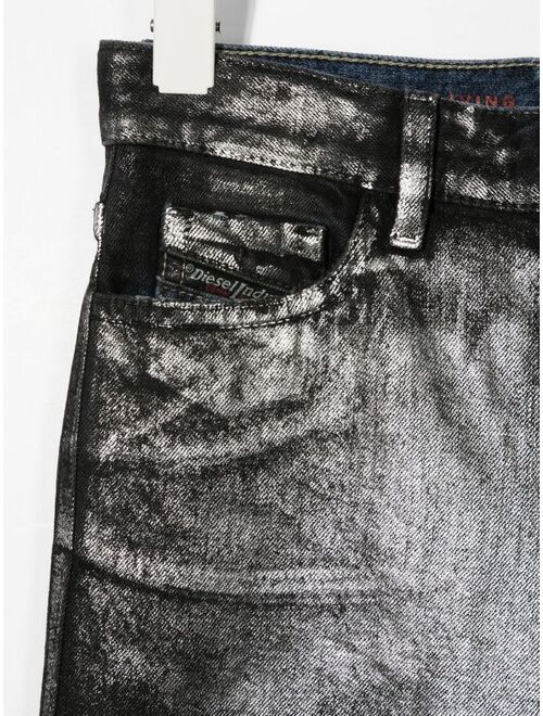 Diesel Kids TEEN coated straight-leg jeans