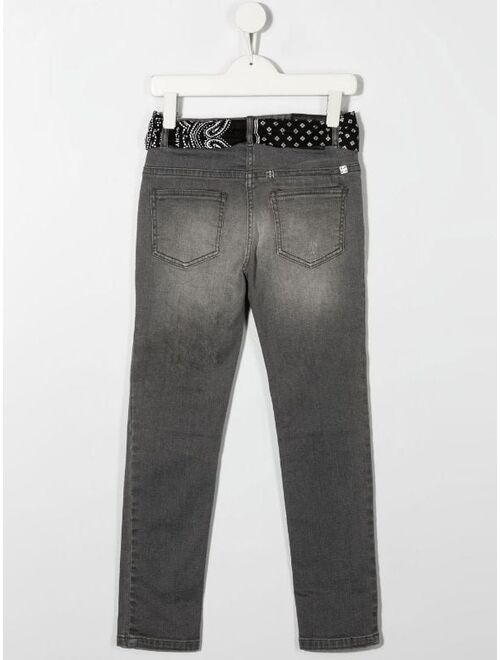 Givenchy Kids tie-waist stonewashed denim jeans