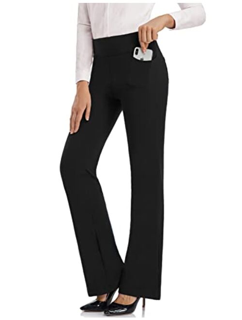 SEVEGO 29"/31"/33"/35" Inseam Women's Bootcut Yoga Dress Pants High Waist Stretch Work Pants Petite, Regular, Long, Tall