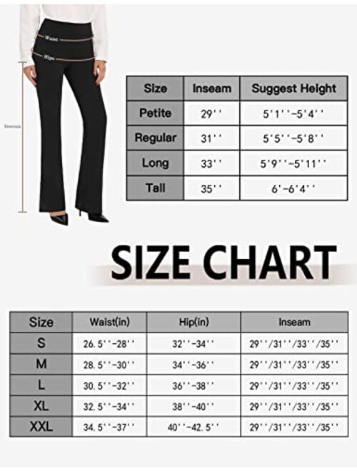 SEVEGO 29"/31"/33"/35" Inseam Women's Bootcut Yoga Dress Pants High Waist Stretch Work Pants Petite, Regular, Long, Tall