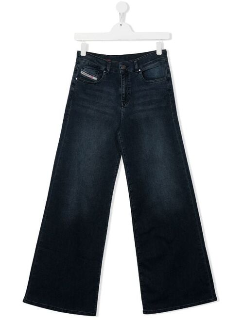 Diesel Kids midr-rise wide-leg jeans