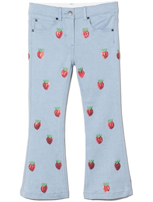 Stella McCartney Kids embellished strawberry-print jeans